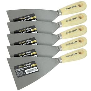 Kit 5 Espátula 10Cm Aço Gesso Massa Corrida Multiuso Drywal