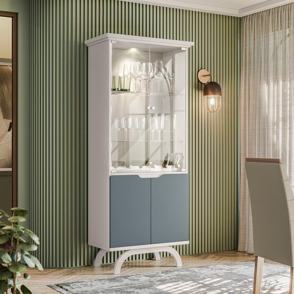 Cristaleira 2 Portas Creta Off White Cinza