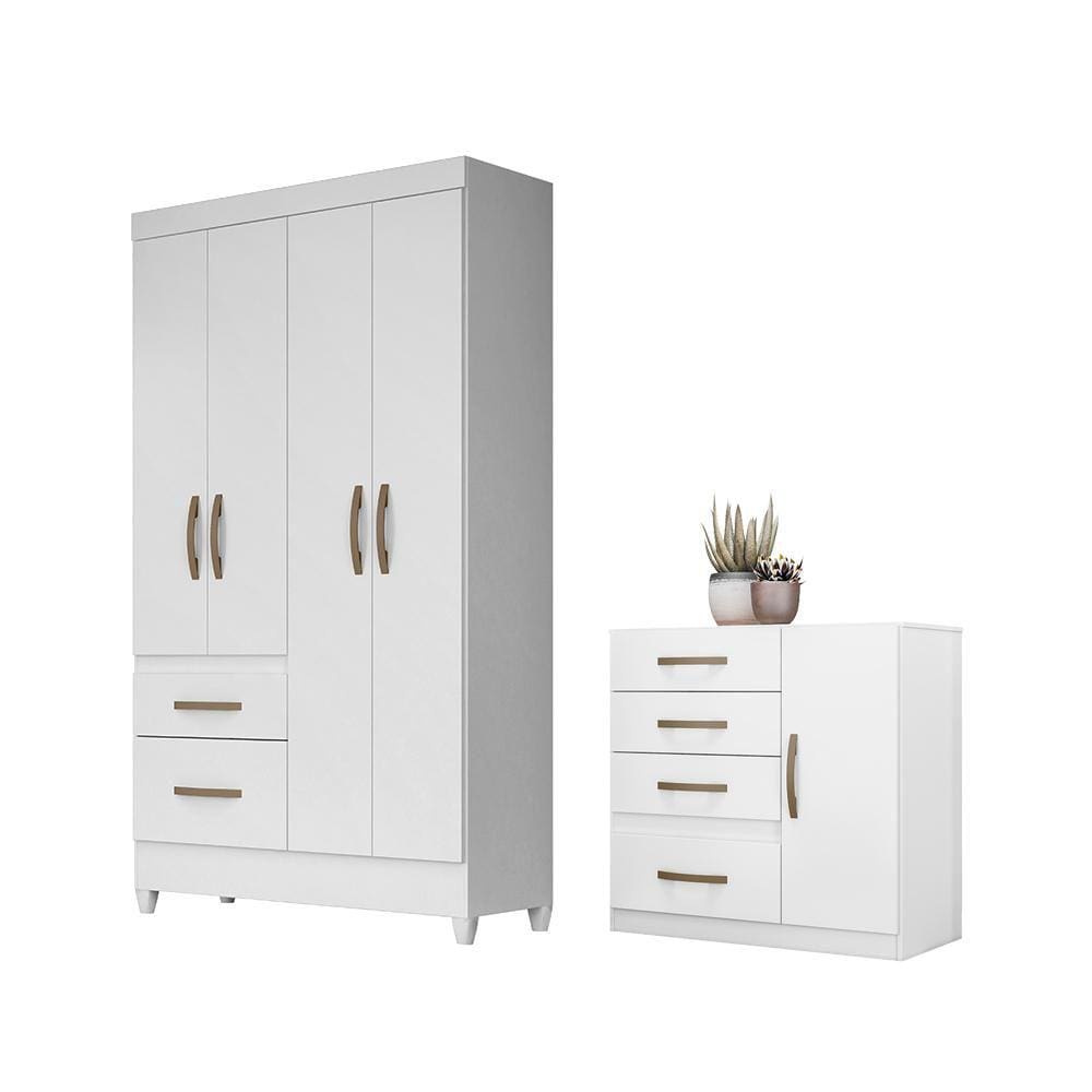 Jogo Gaveteiro e Roupeiro Taiti Branco Rosa Azul Lilás