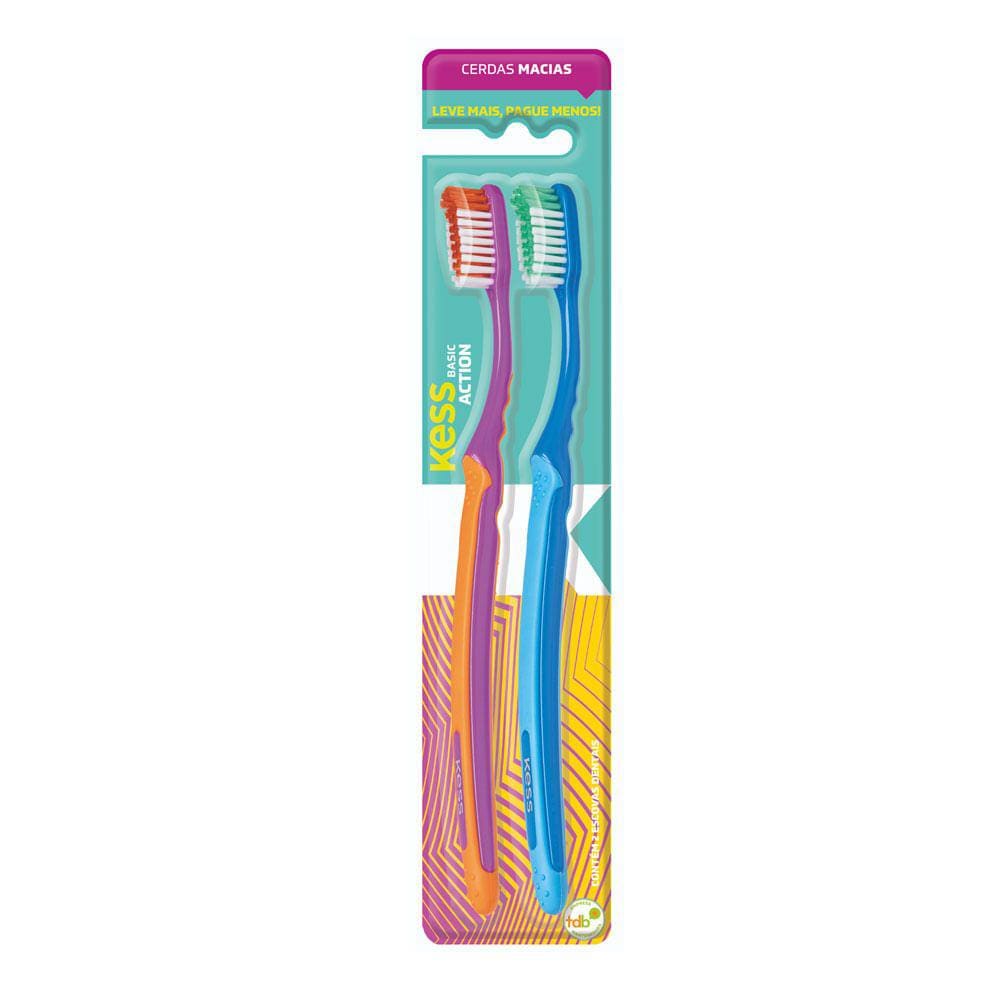 Escova Dental Kess Basic Action Macia com 2 Unidades