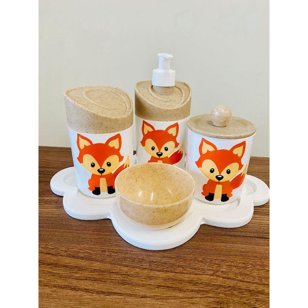 Kit Higiene Raposinha Baby c/bandeja nuvem branca