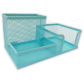 Kit Organizador Para Escritório Com 3 Partes Azul