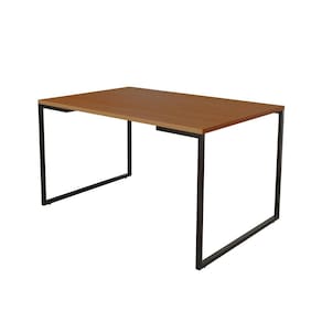 Mesa de Jantar Industrial 6 Lugares Canela 140x90 Base Aço Preto