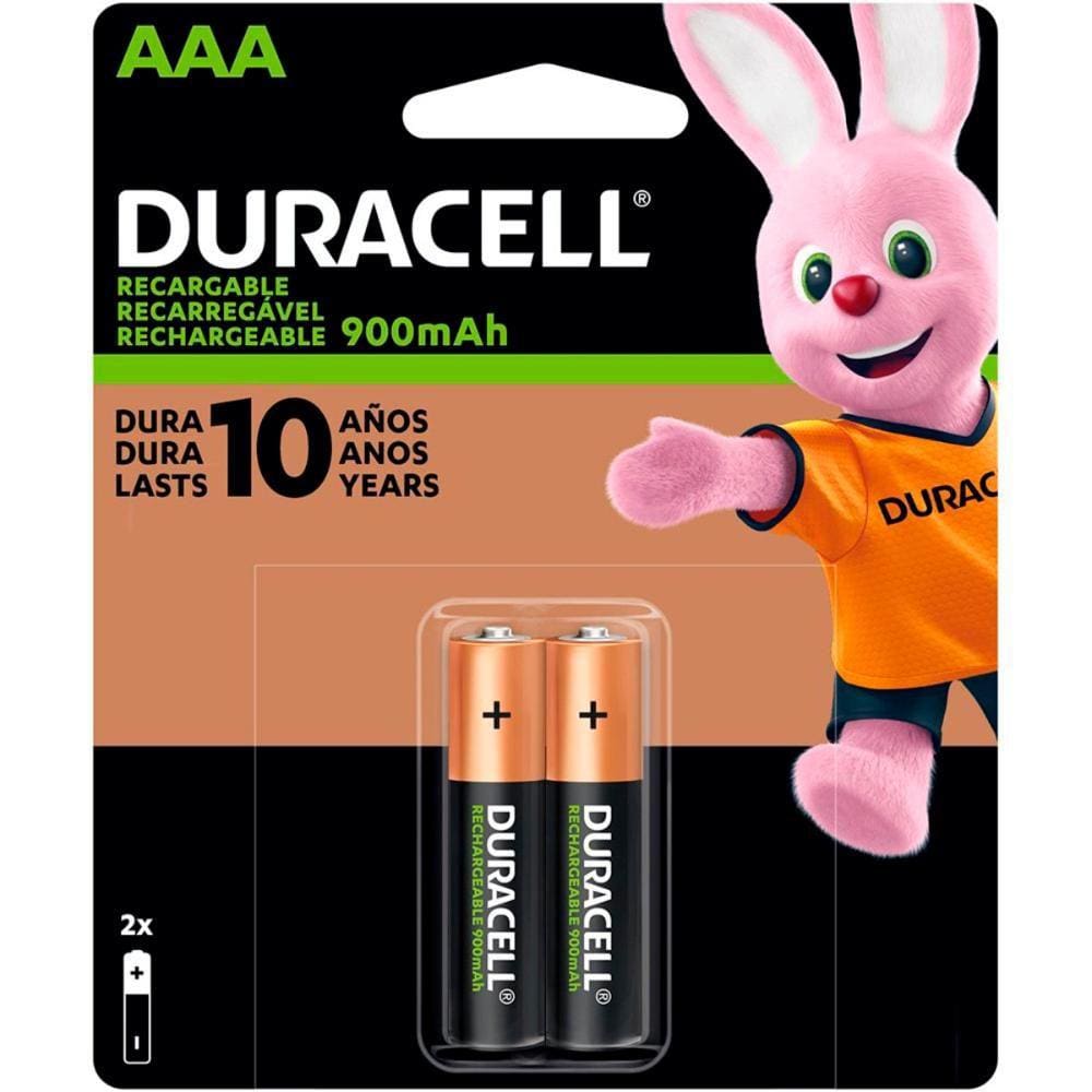 Pilha Recarregável AAA Duracell DX2400 - 900mAh - com 2 unidades