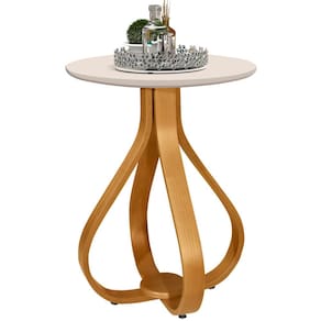 Mesa Lateral J&A Móveis Inovare tampo redondo de MDF 45X62 cm Natura OFF White