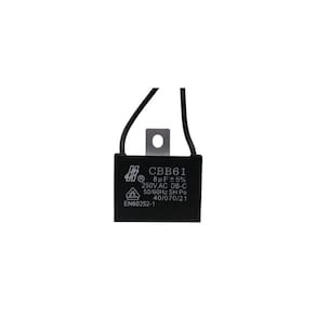 Capacitor Quadrado Cbb61 Para Ventilador 2 Fios 8uf 250vac