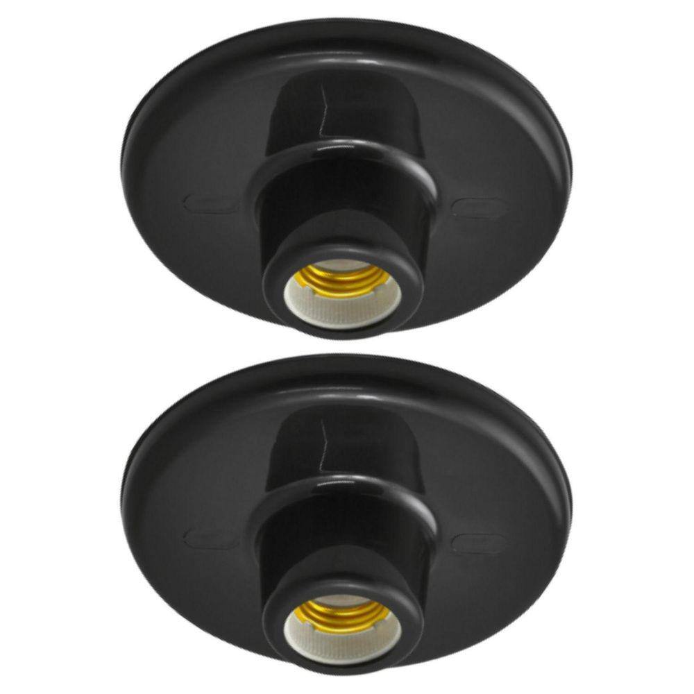 Kit 2 Plafon Plafonier De Teto E27 Porcelana Preto