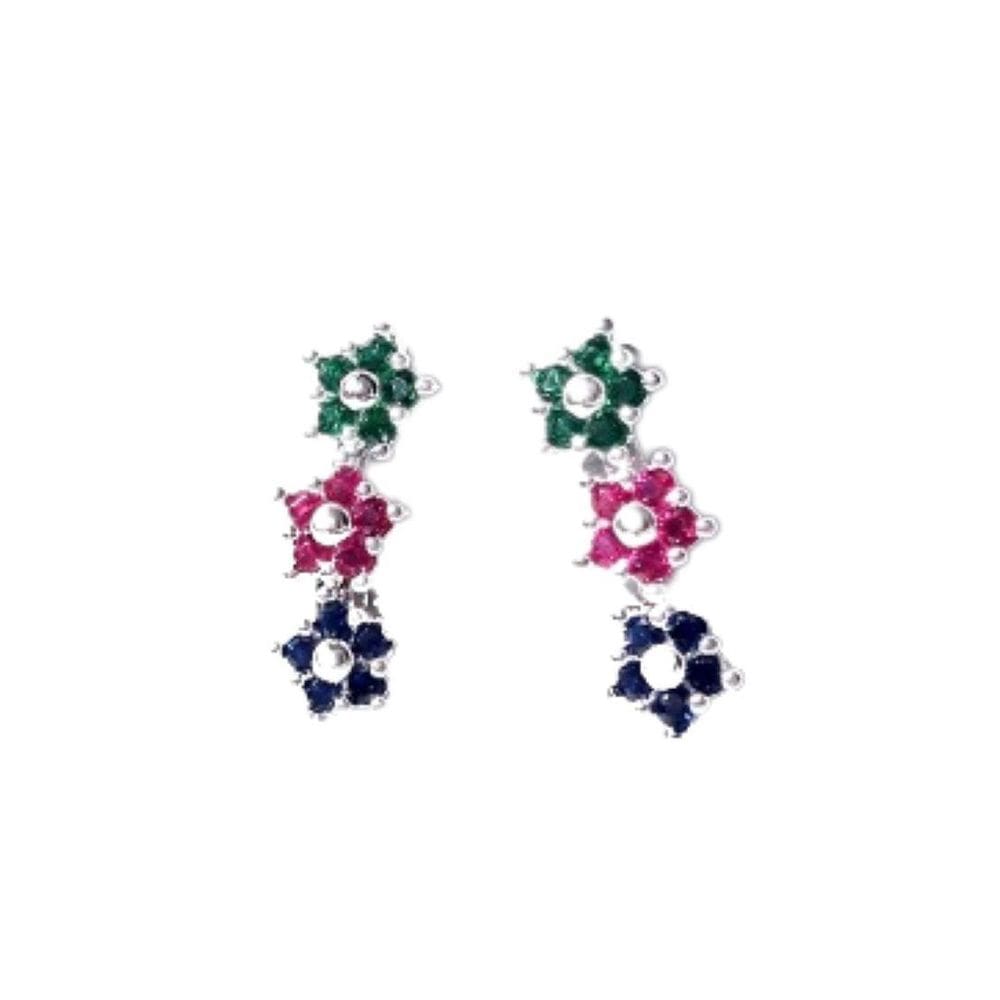 Earcuff Flores Zirconias Colors Prata Semijoia Lizzy Fatin