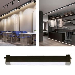 Luminária Preta Luz Difusa Linear 30W De 46Cm Para Trilho