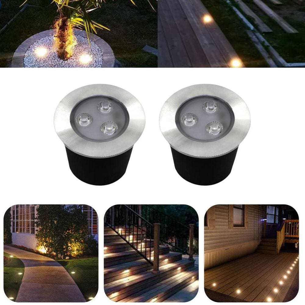 2 Balizadores Spot Pvc Led Smd 3W Branco Quente De Embutir