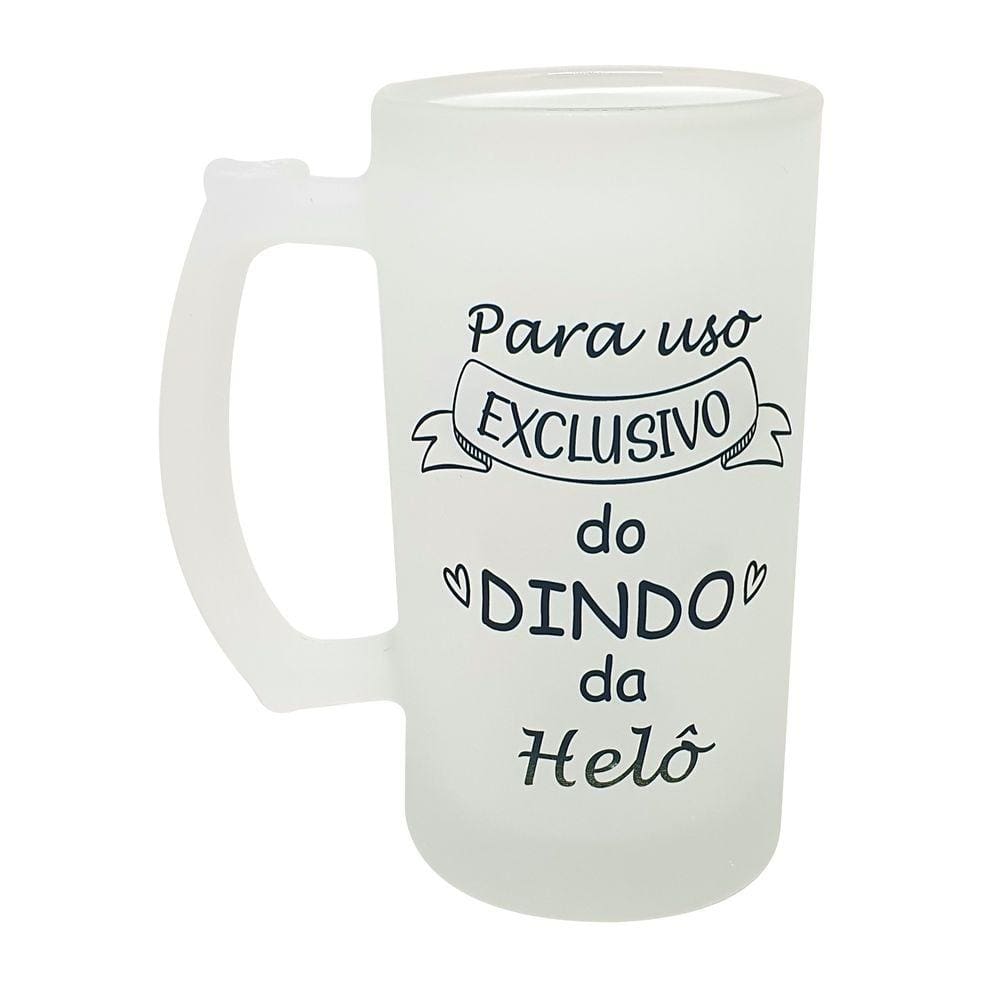 Caneca Vidro Jateado Chopp Mimo para Uso Exclusivo do Dindo