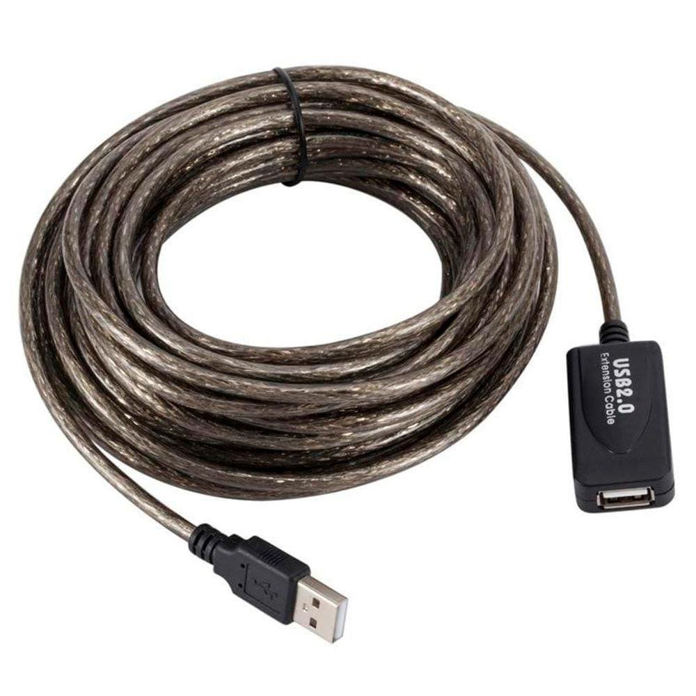 Cabo Extensor USB A Macho x USB A Fêmea MD9, com Repetidor, 10 metros, Preto
