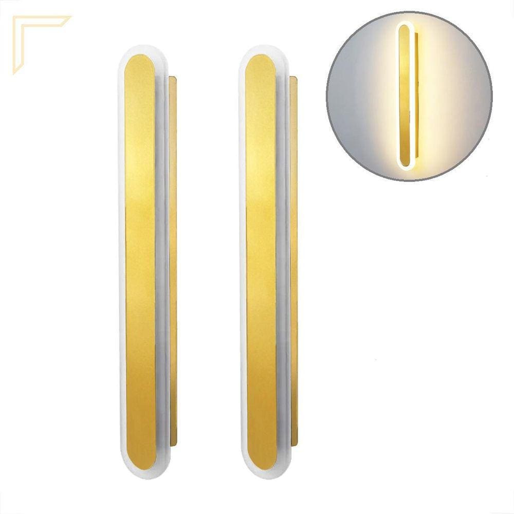 Kit 2 Arandela Acrilico Aluminio Dourado Corredor Led Lup99