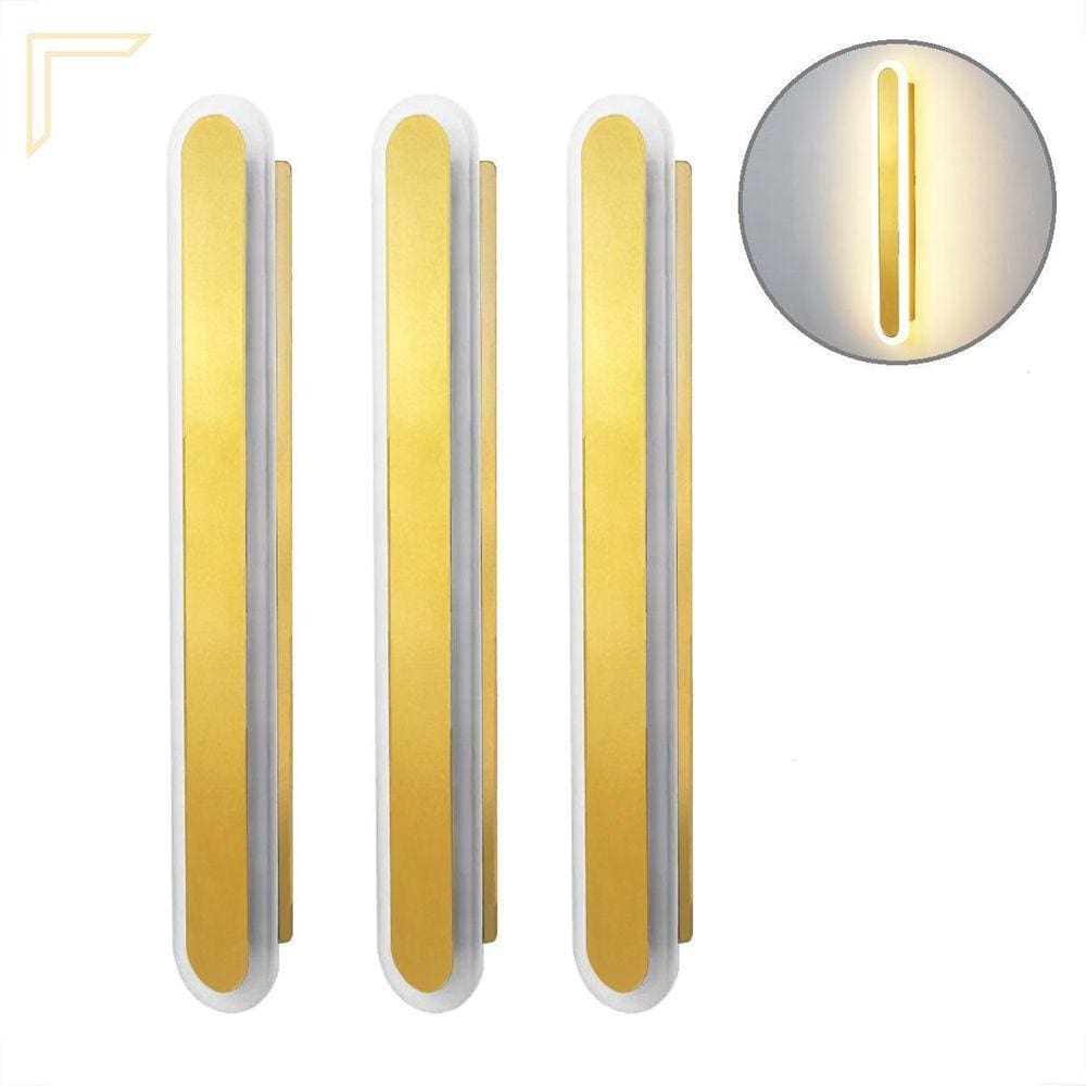 Kit 3 Arandela Dourada Borda Luminosa 40 Cm Lavabo Led Lup99