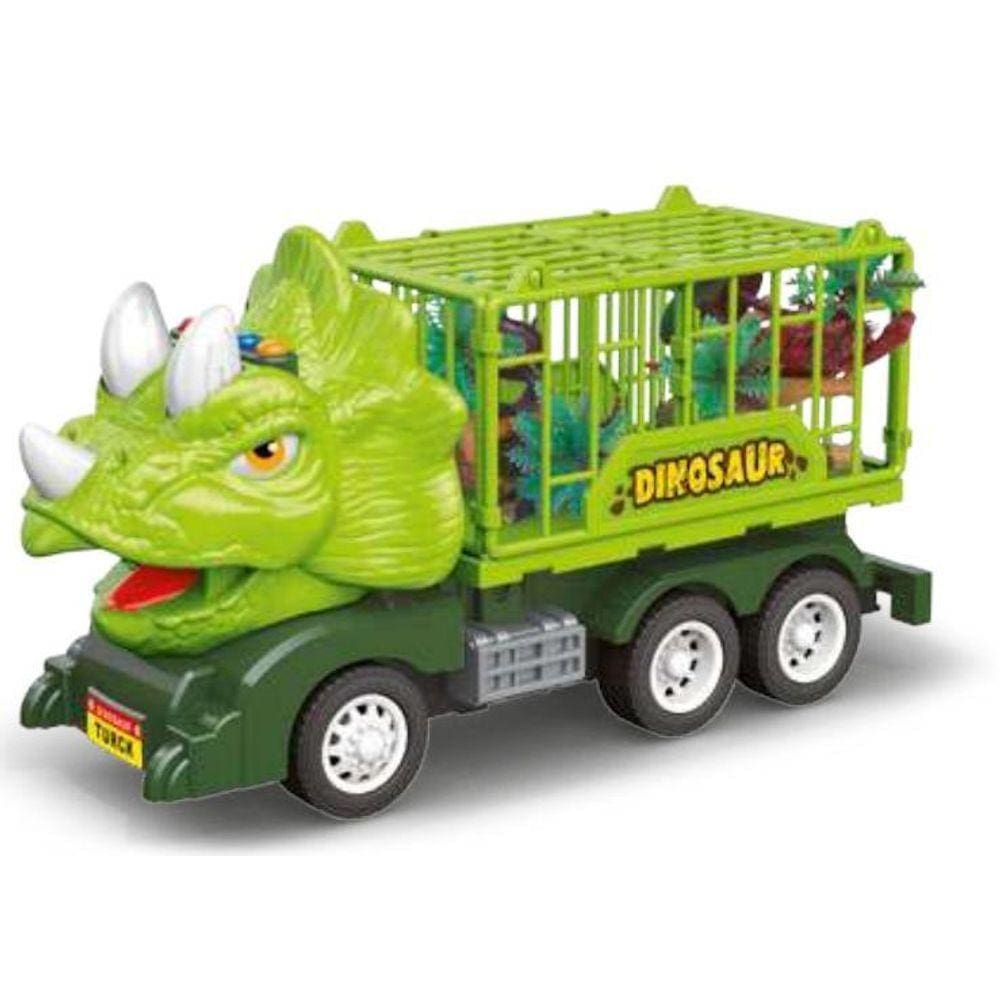 Carrinho Dinotruck Fricção Tiranossauro/Triceratops 1:16