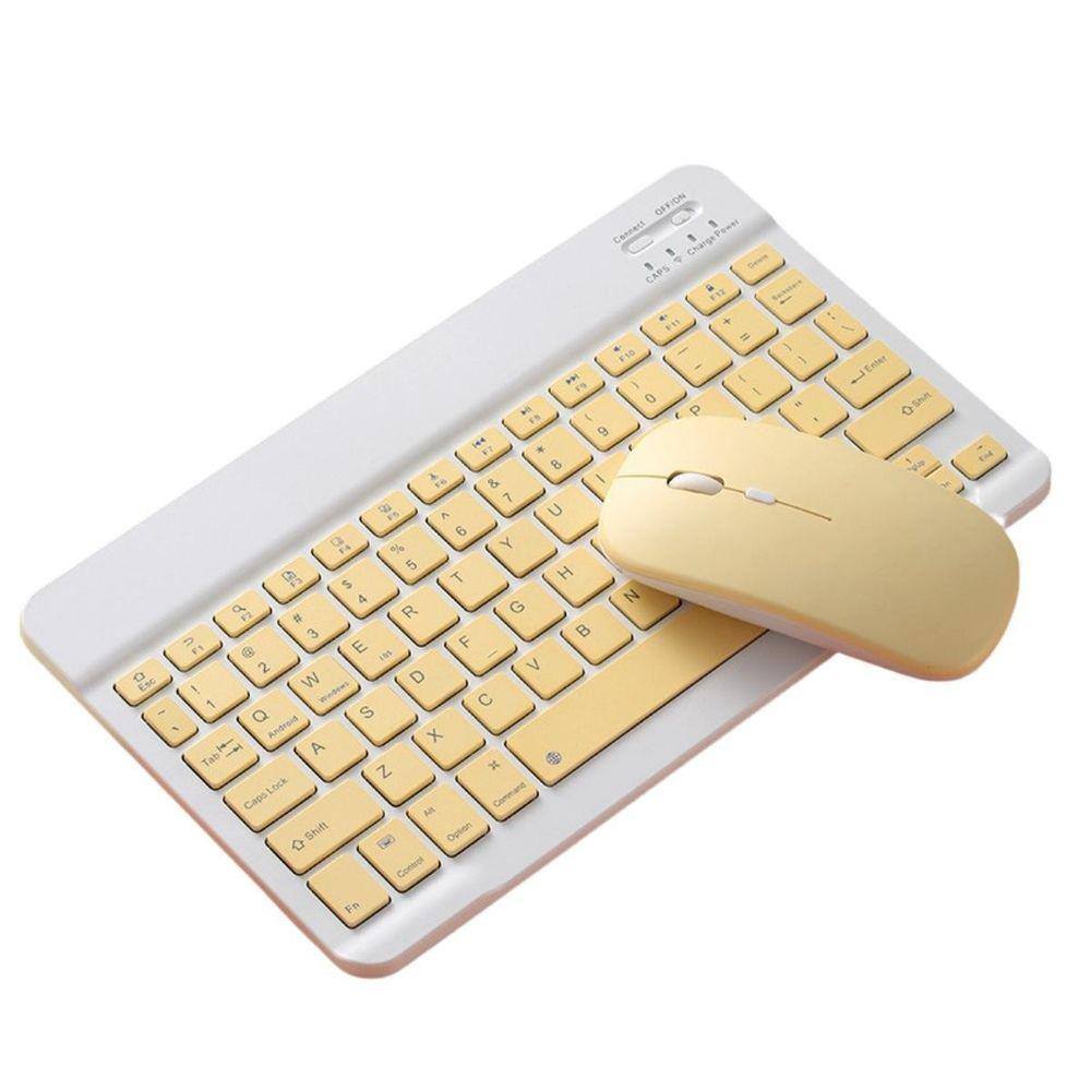 Teclado + Mouse Sem Fio p/ Amazon Fire HD 10 Amarelo