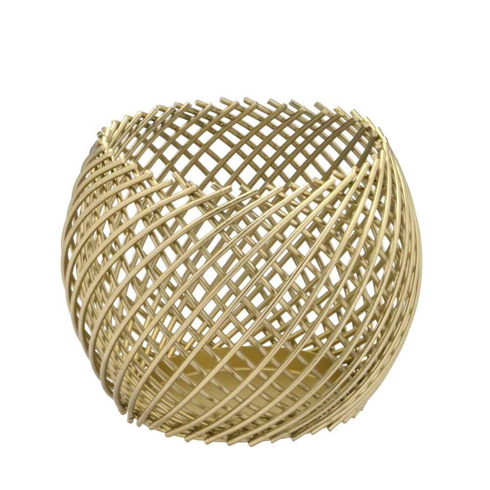 Centro de Mesa Decorativo Aramado Metal Dourado 16cm