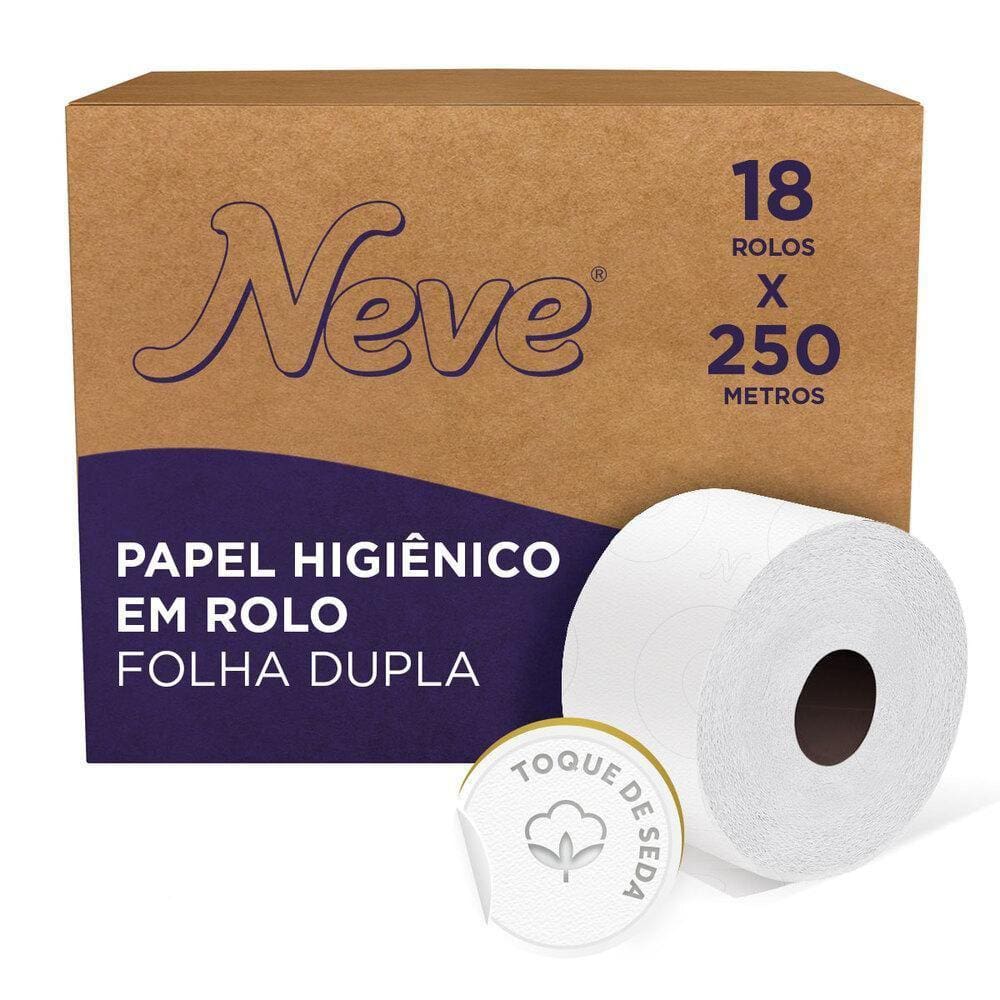 Papel Higiênico Rolo F/Dupla Neve 250M 18 Unidades