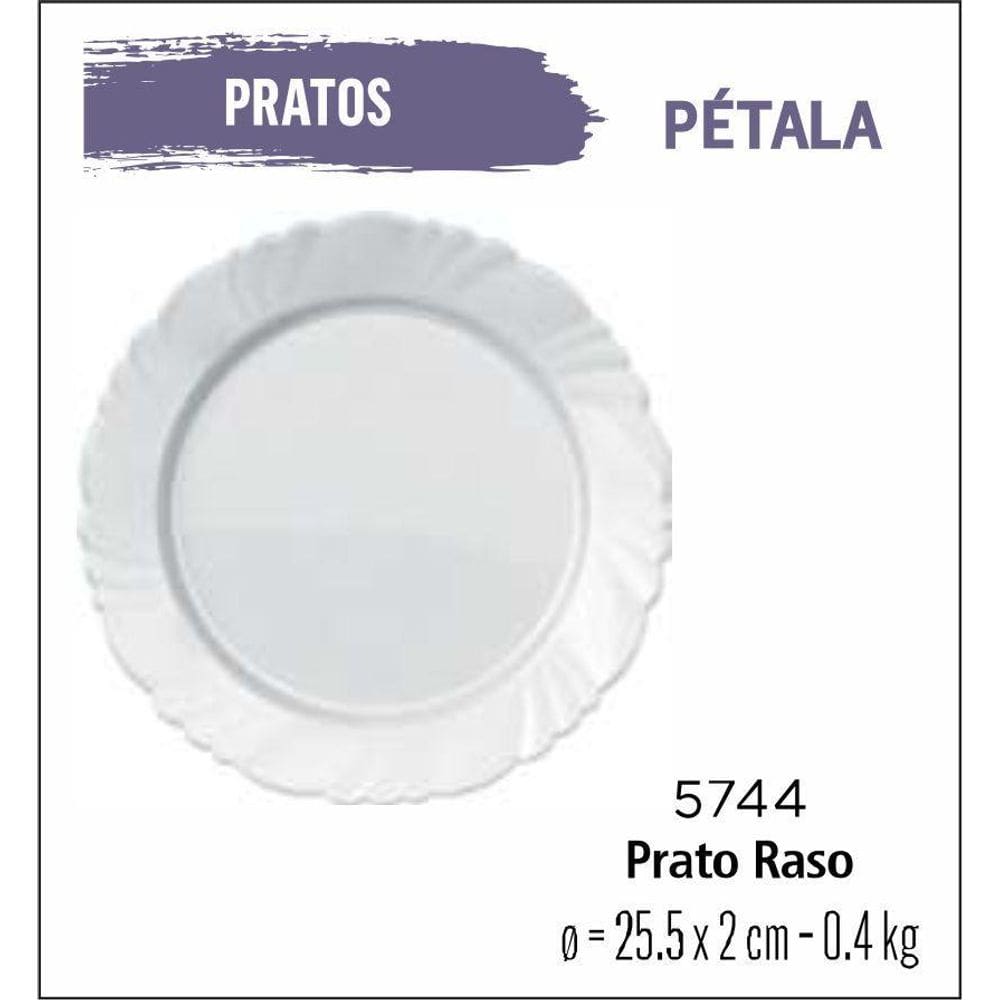 Jogo De Prato Pétala 04 Pratos Rasos - 26Cm Branco