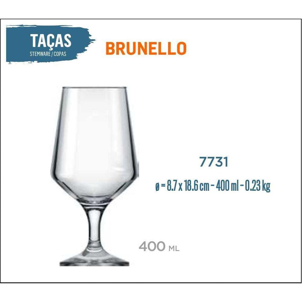 06 Taças Brunello 400Ml - Vinho Tinto Rosé Branco Cerveja