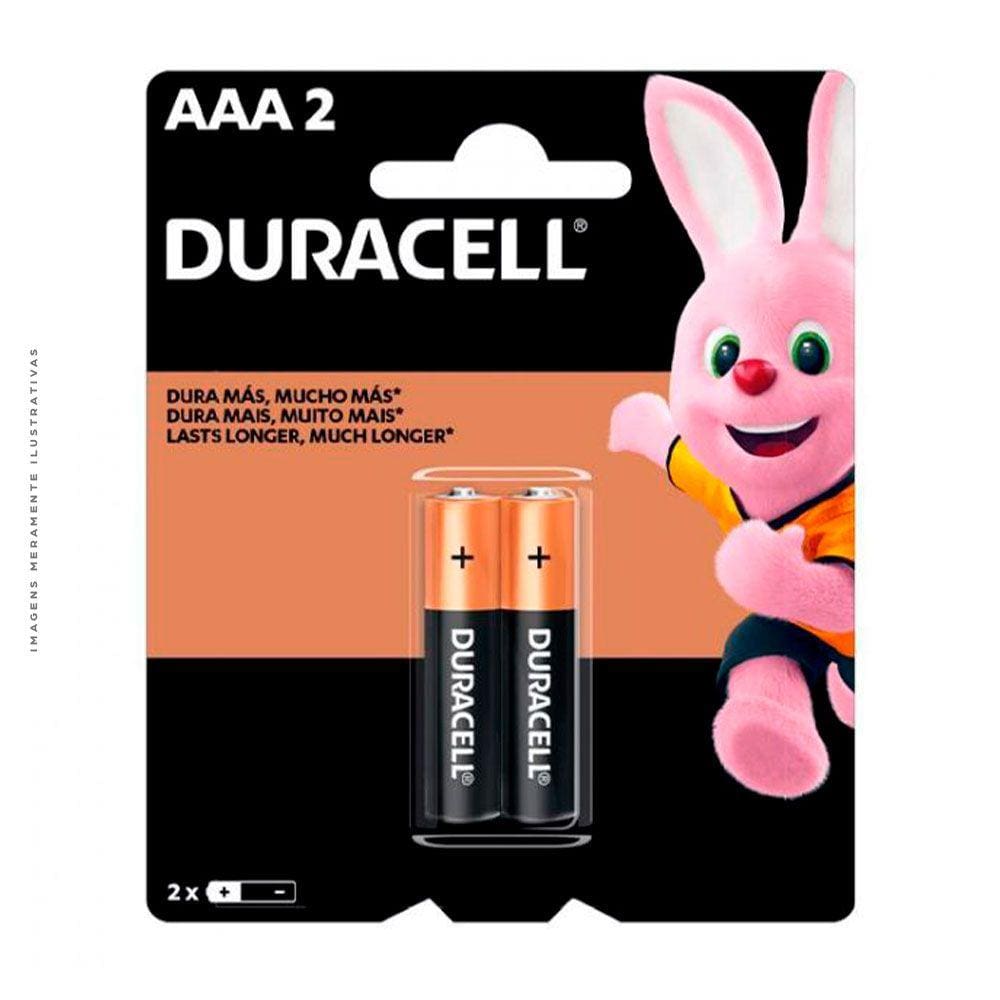 Pilha Alcalina Duracell AAA 1.5V, 2 Unidades - MN2400B2