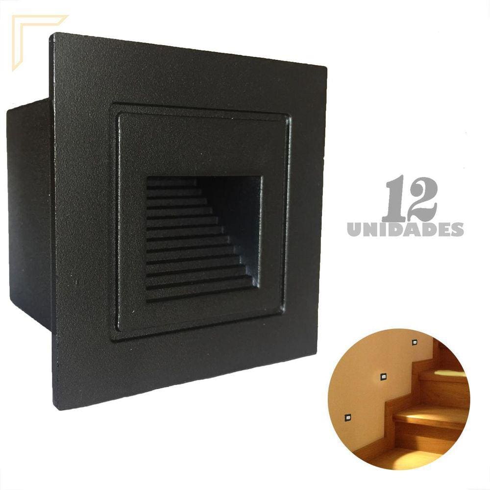 Kit 12 Balizador Parede Mini Embutido Corredor Externo Led