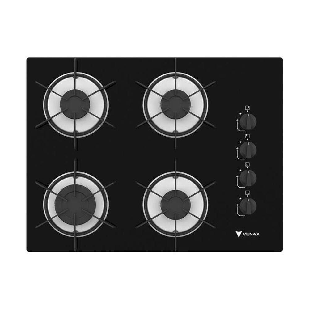 Cooktop 4 Bocas Venax Arena Preto/Branco Gas Glp