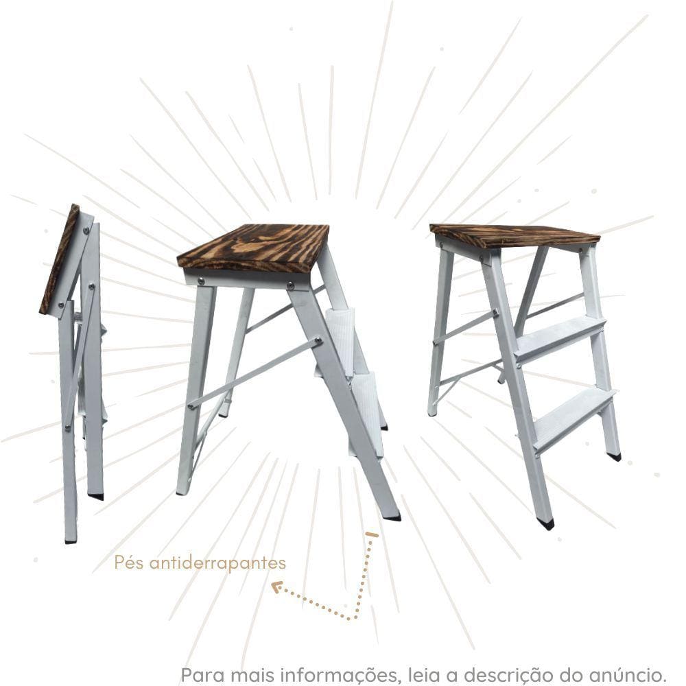 Escada Dobravel Banqueta 3 Degraus
