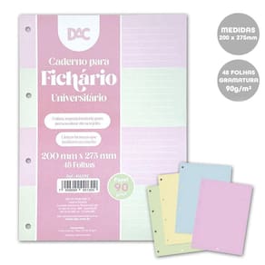 Refil Fichário Universitário 200X275Mm 48Fl Enjoy 4Cores Dac