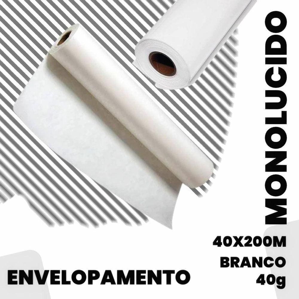 Bobina Papel Plotter Monolucido Branco 40Cm X 200M 40Gramas