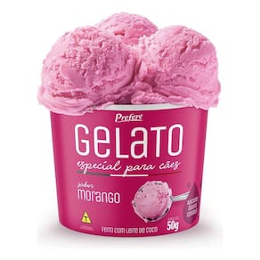 Gelato para Cachorro - Sabor Morango - Sem conservantes