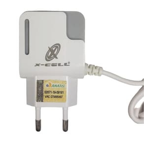 Carregador Ultra Rapido C 2 Entradas Usb Tipo C Branco Cinza