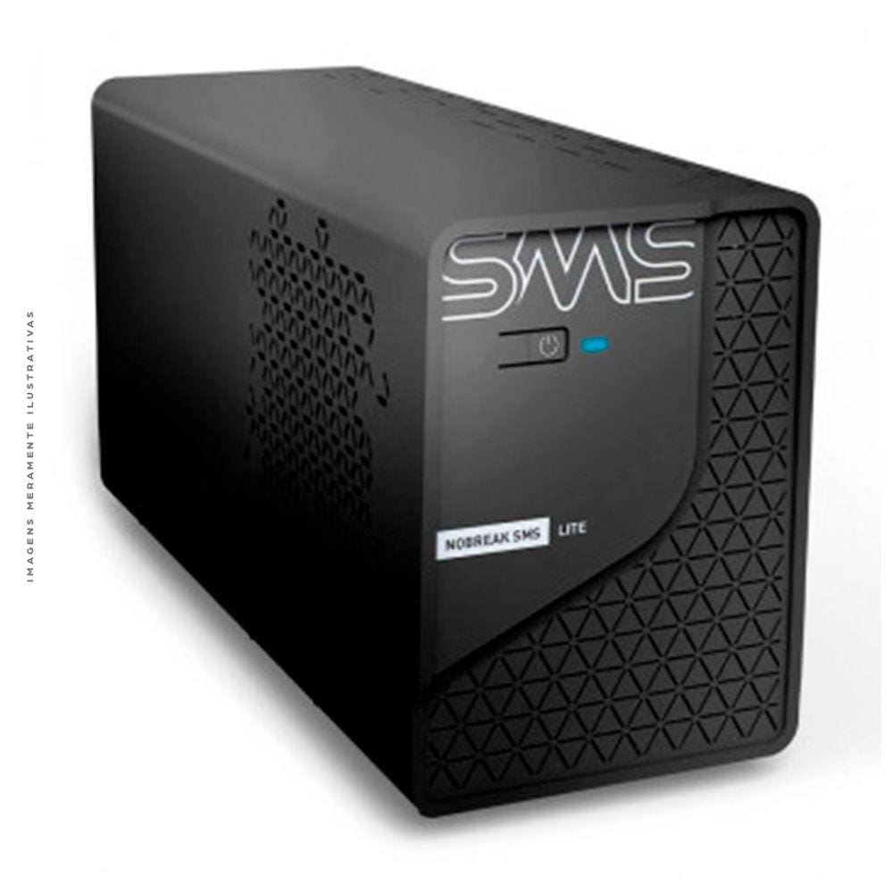 Nobreak SMS Lite, 600VA, 4 Tomadas, Bivolt, Preto - 0029202