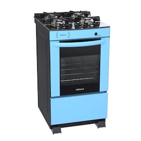 Fogao 4 Bocas Venax Delplus Vitreo Bl Azul Gas Glp