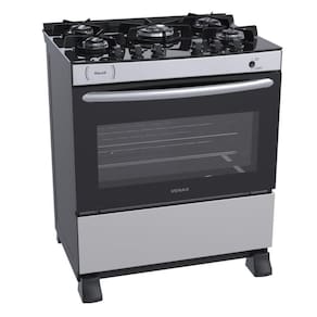 Fogao 5 Bocas Venax Gaudi Vitreo Inox Gas Glp