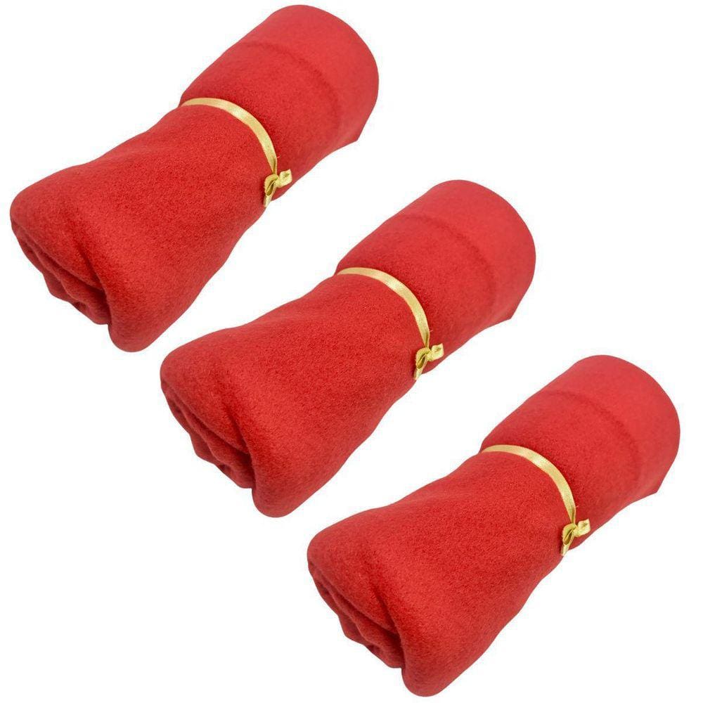 Kit 3 Mantas Cobertor Pet Soft Vermelho 90x75cm