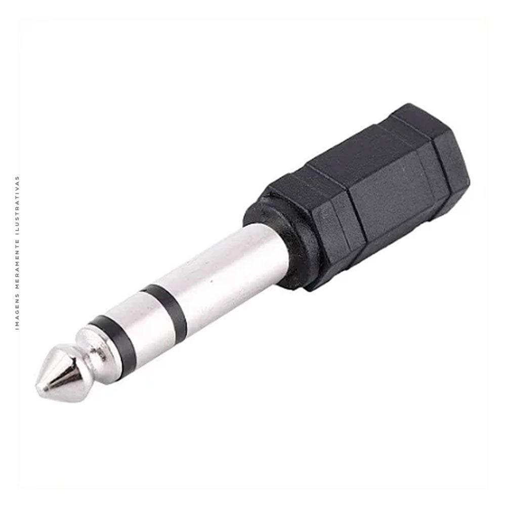 Adaptador de Áudio P2 (F) x P10 (M), MD9, Preto - 7204