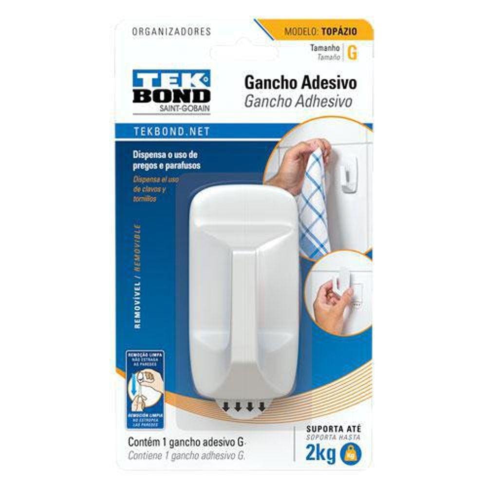 Gancho Adesivo Plástico Topázio Branco G Tekbond