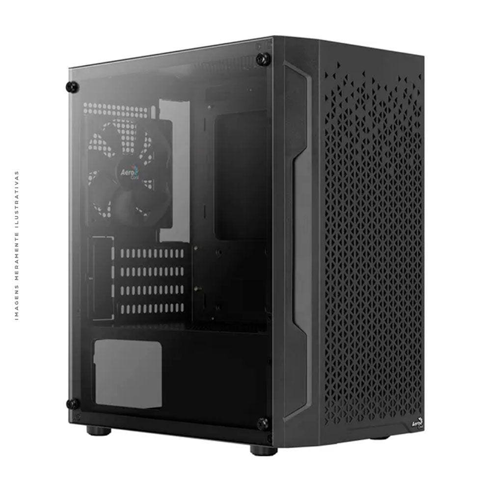 Gabinete Gamer Aerocool Trinity Mini, V1, Mini Tower, Vidro Temperado, Black, Micro ATX, Sem Fonte, Com 1 fan - TRINITY MINI-G-BK-V1