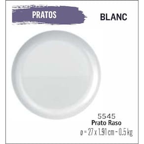 Jogo De Prato Blanc 12 Pratos Rasos - 27Cm Branco