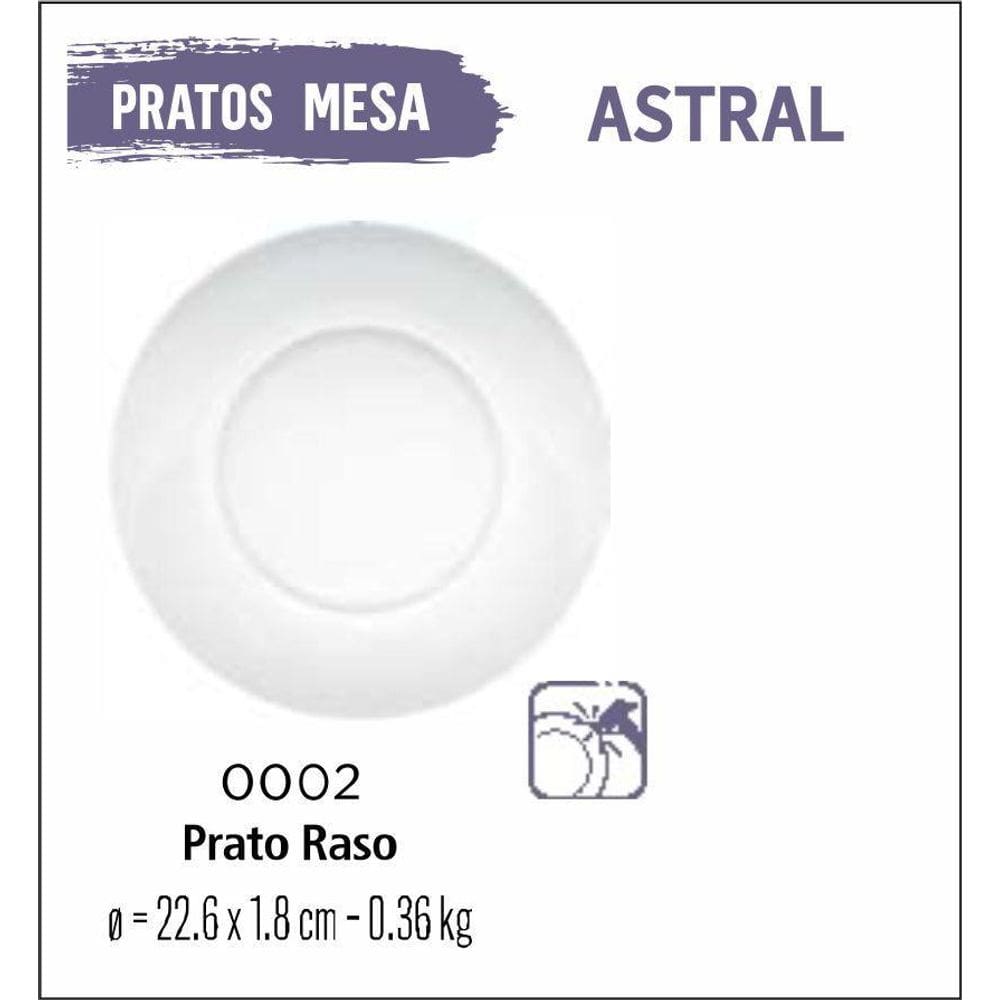 Jogo De Prato Astral 06 Pratos Rasos - Vidro 23Cm