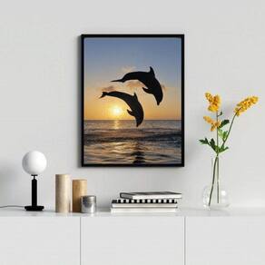 Quadro Decorativo Fotografia Golfinhos 24X18Cm