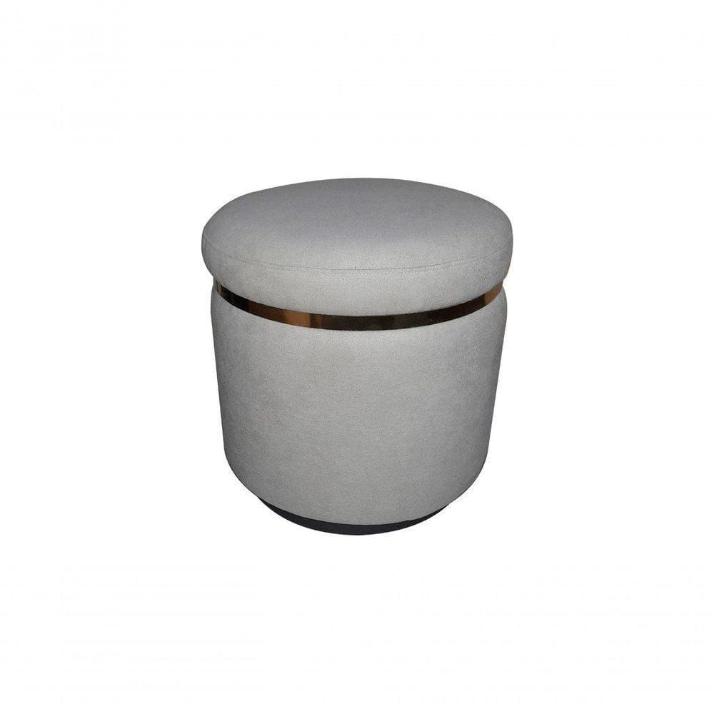 Puff Quartzo Giratoria E Perfil Sintético Linho Cinza Granito