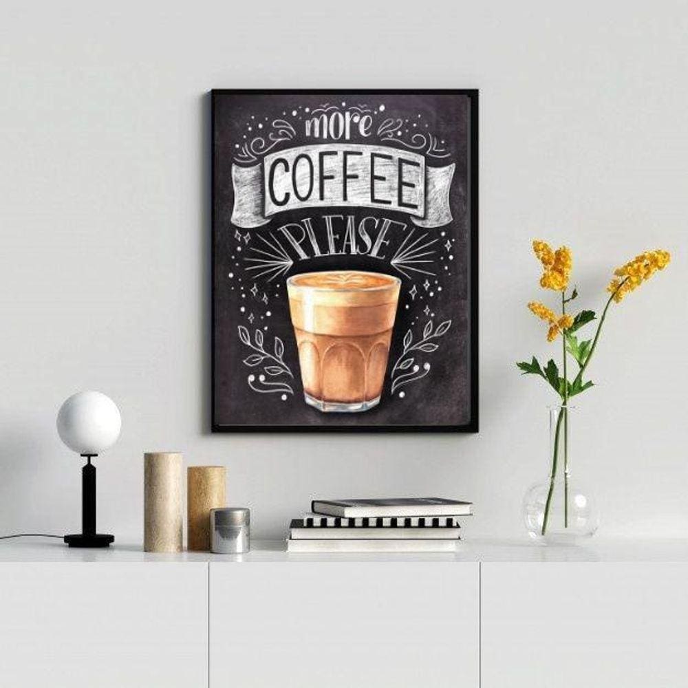 Quadro Decorativo More Coffee Please 24X18Cm - Com Vidro