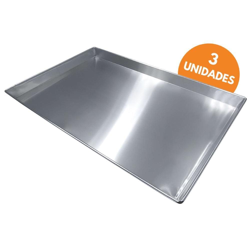 Kit com 3 Unidades Assadeiras Alumínio Conica Lisa Pão Doce 58 X 70 X 3,5 - Innal