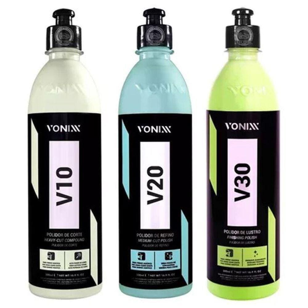 Kit Polimento Vonixx V10 Corte + V20 Refino + V30 Lustro