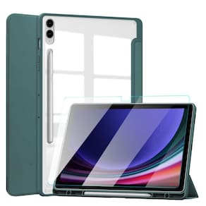 Capa Acrílico c/ Slot Caneta p/ Tab S9 Plus + Película - Verde Dark 12.4 2023