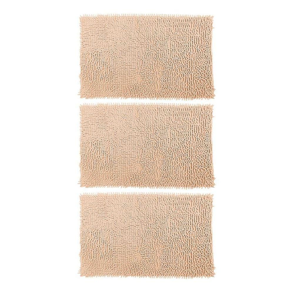 Kit 03 Tapetes De Banheiro Microfibra Bolinha 58X38Cm Bege