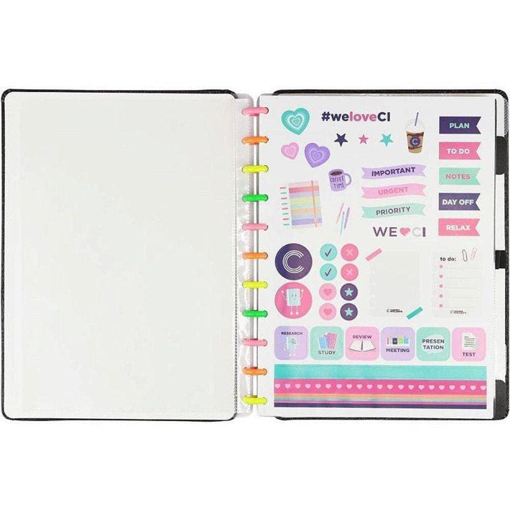Caderno Inteligente Grande Lets Glitter Neon Black