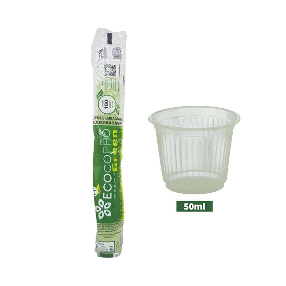 Copo Descartável 50ml Biodegradável - Ecocoppo Green